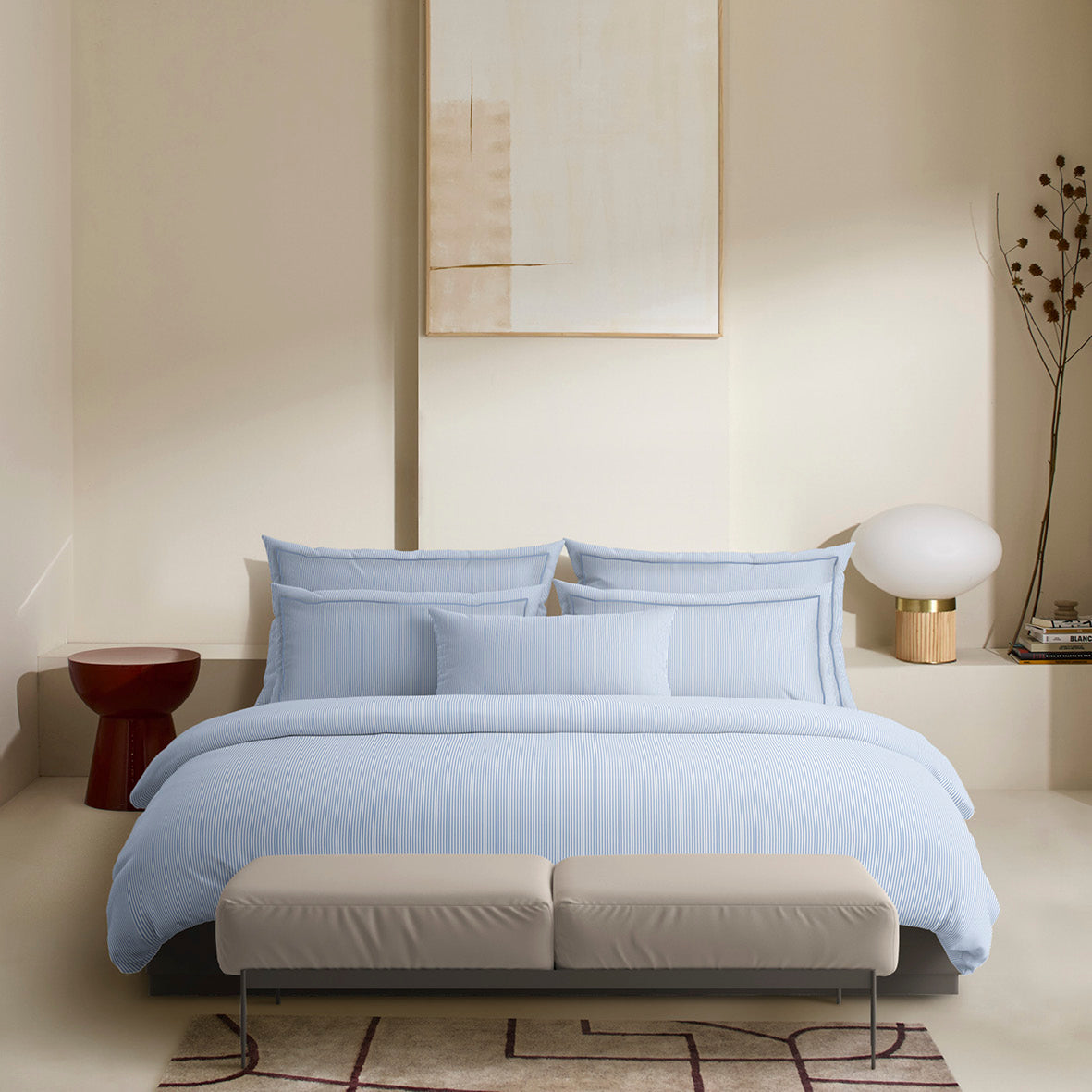 Duvet cover + pillowcase(s) cotton percal - Toulouse Light blue