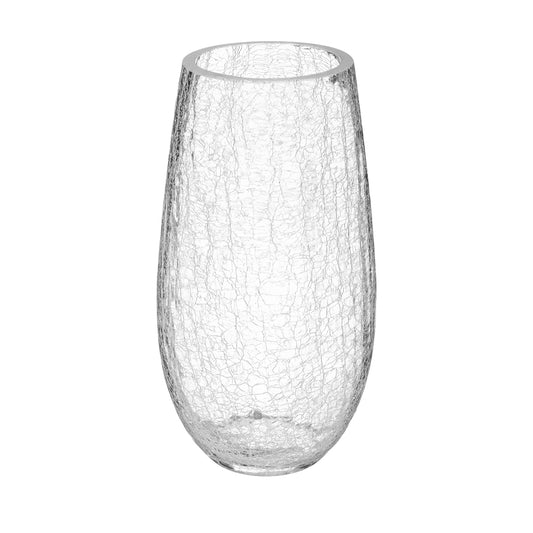Crackled vase Amber Transparant D. 14 x 26.5 cm