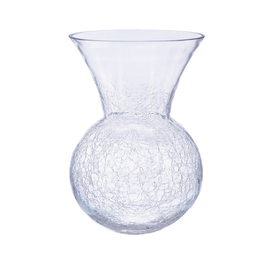 Crackled vase Amber Transparant D. 19,8 x 27.8 cm