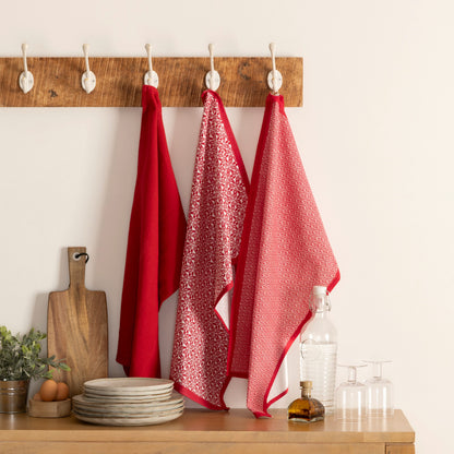 Set of 3 kitchen towels Red - 70 x 45 x 0,3 cm