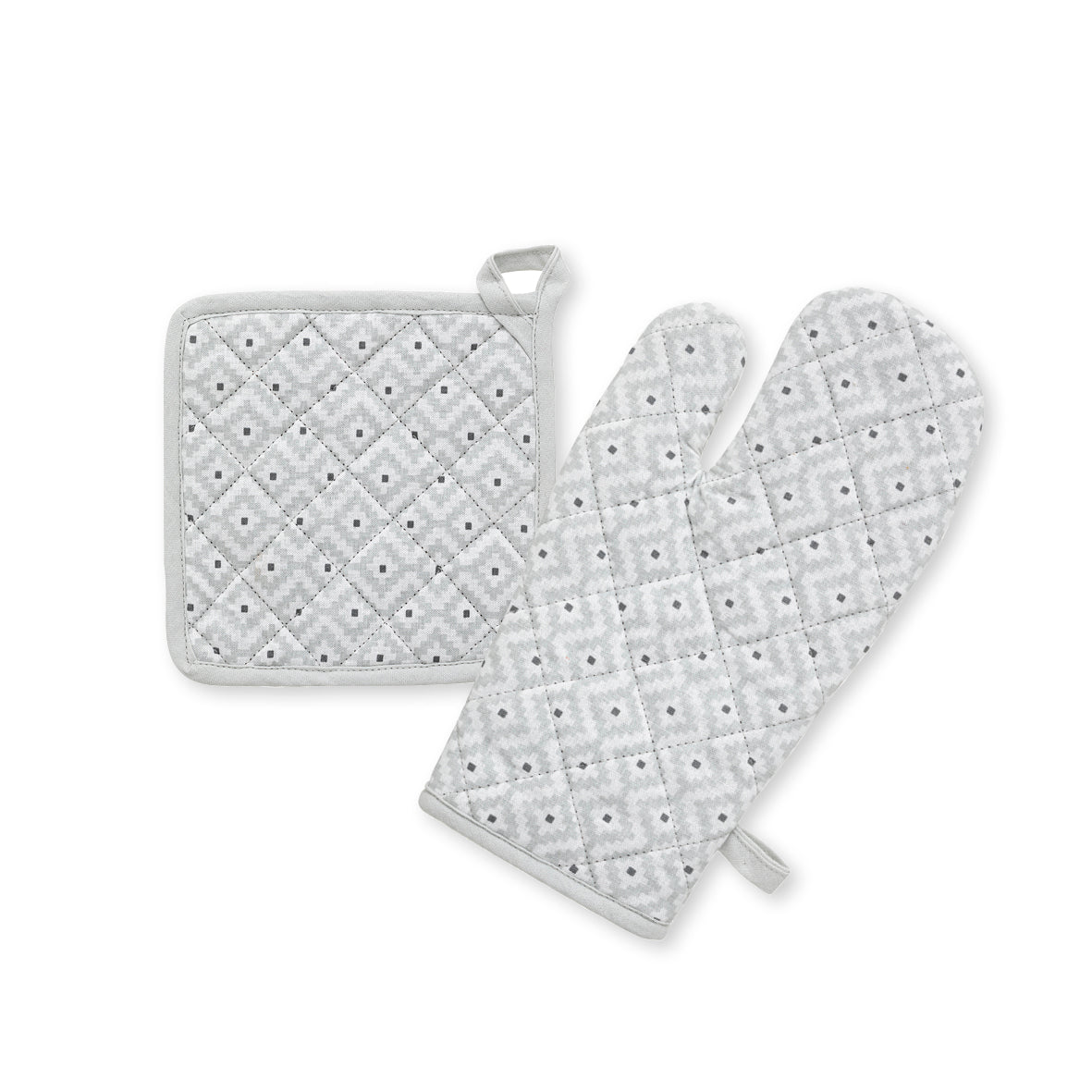 Set of oven mitt and pot holder Grey - 32 x 20 cm + 20 x 20 cm