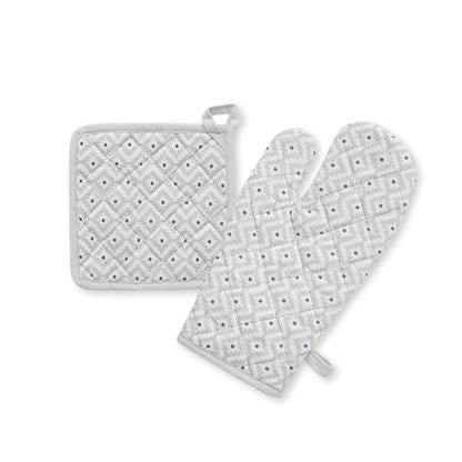 Set of oven mitt and pot holder Grey - 32 x 20 cm + 20 x 20 cm
