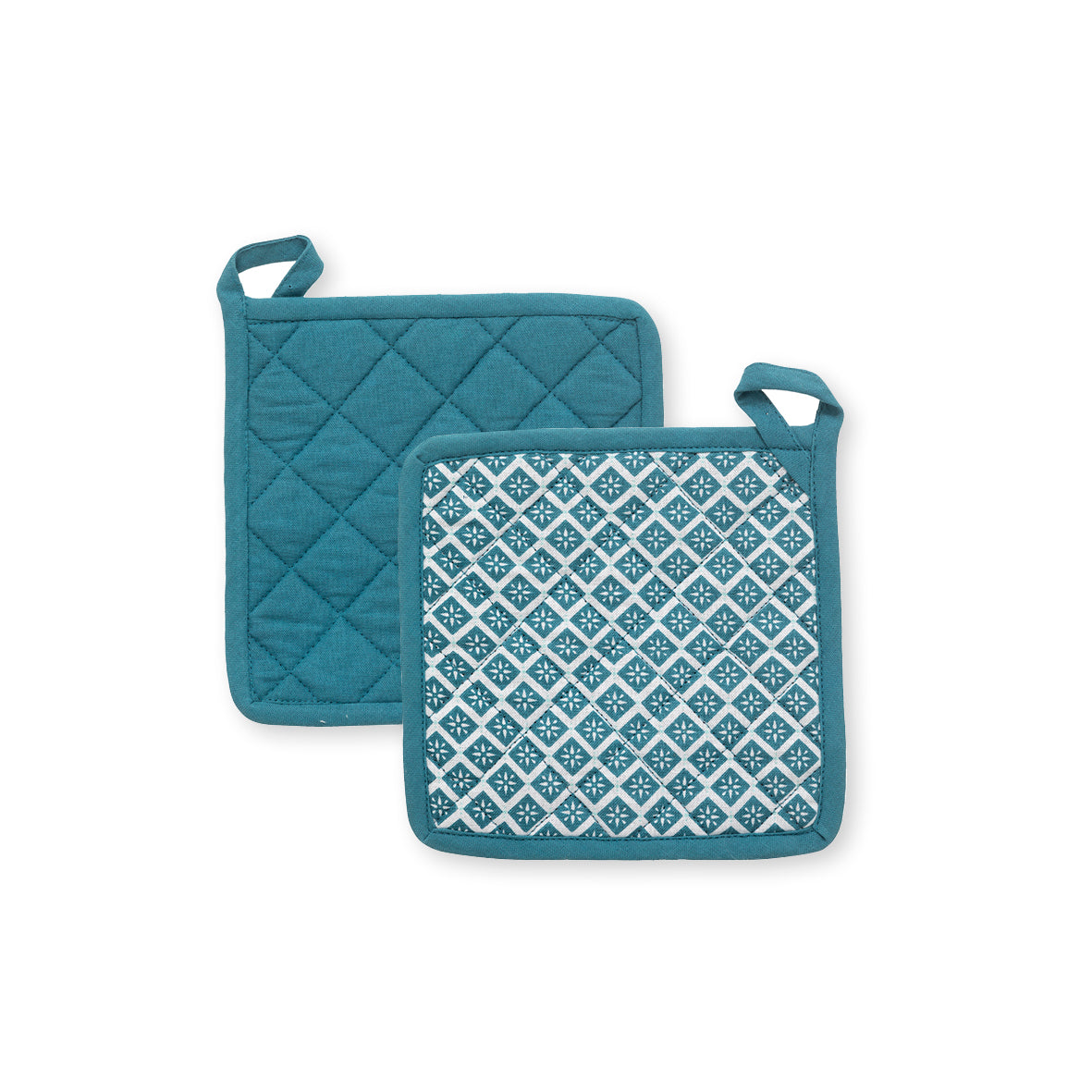 Set of oven mitt and pot holder Blue - 32 x 20 cm + 20 x 20 cm