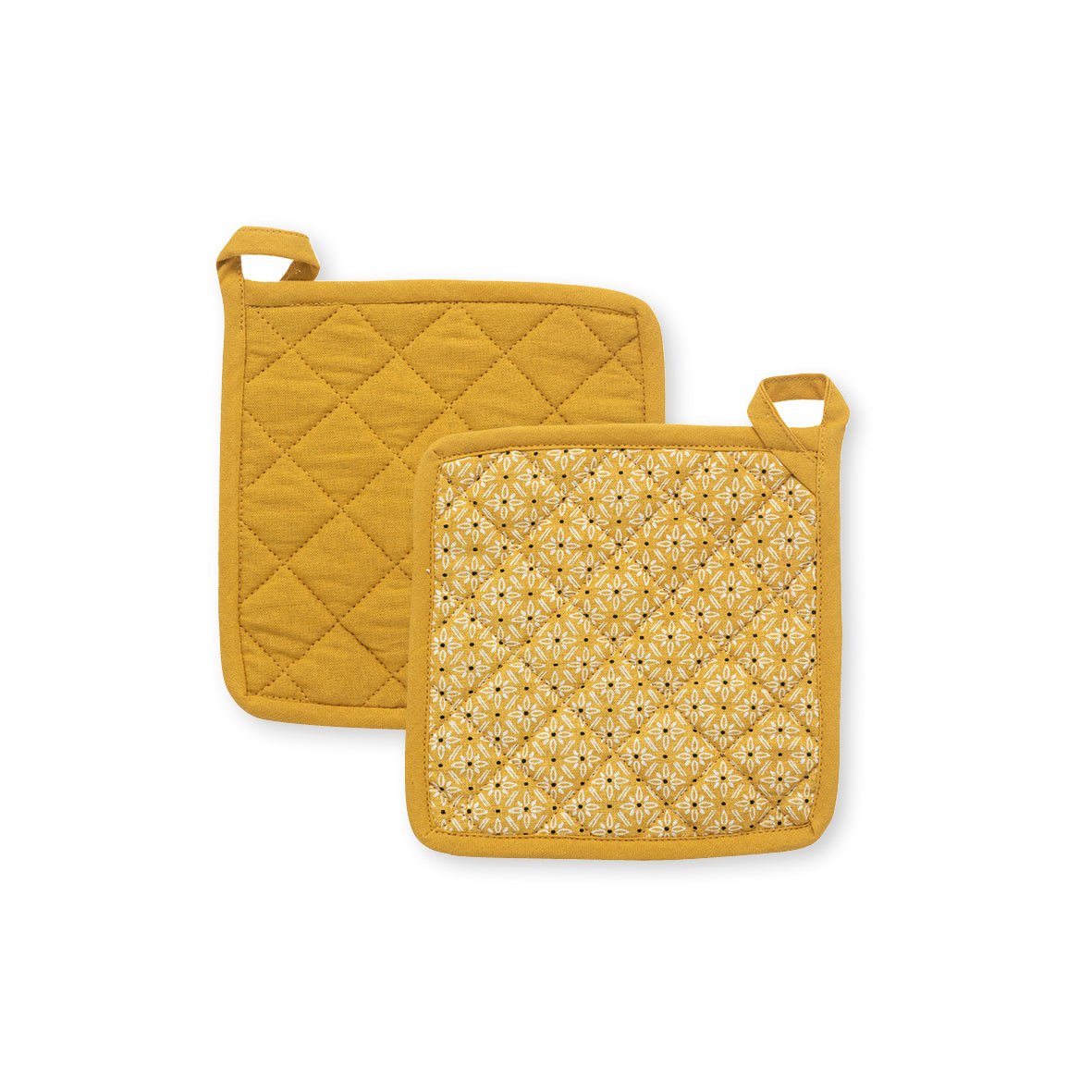 Set of oven mitt and pot holder  Ochre - 32 x 20 cm + 20 x 20 cm