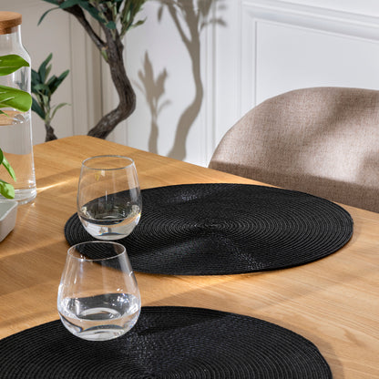 Round braided placemat Black - 38 x 0,2 cm