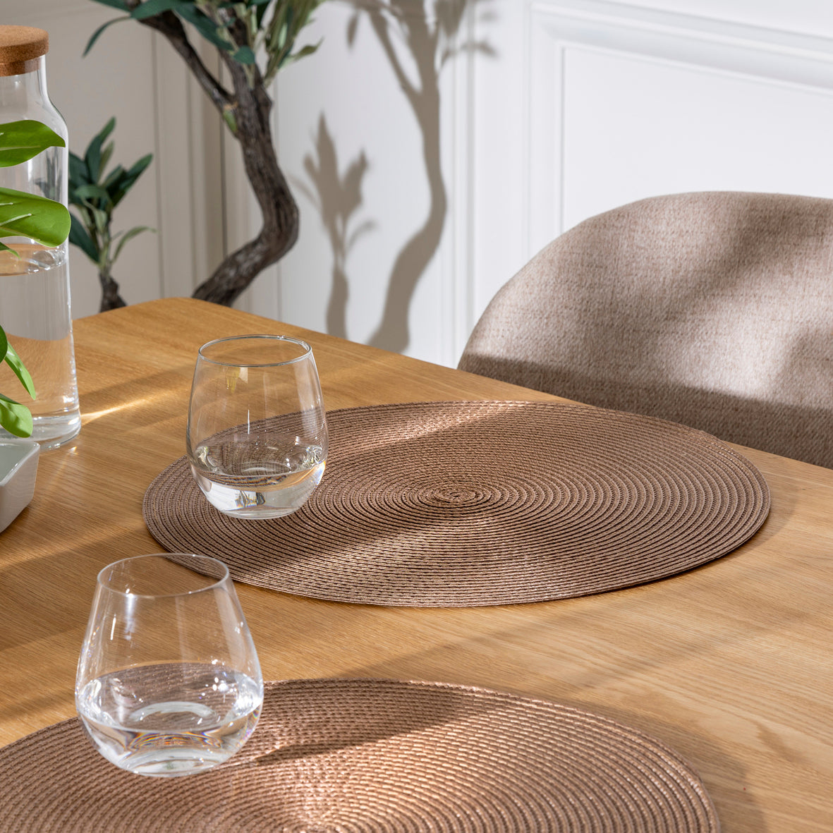 Round braided placemat Brown - 38 x 0,2 cm