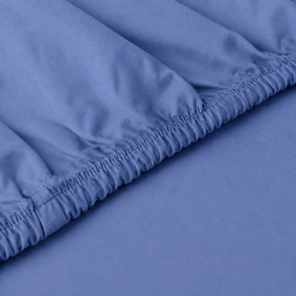 Fitted sheet cotton satin - Uni - Hydrangea blue