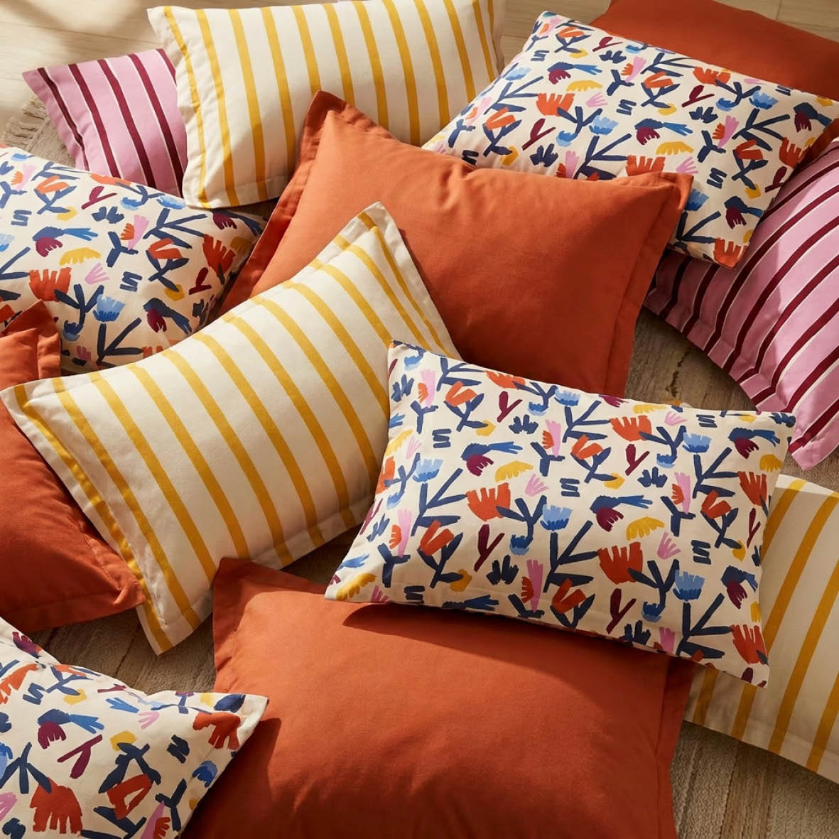 Duvet cover + pillowcase cotton satin - Choréographie sauvage - Multicolor