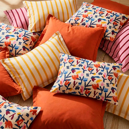 Duvet cover + pillowcase cotton satin - Choréographie sauvage - Multicolor