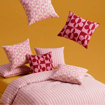 Pillowcase cotton satin - Silva - Pink / Red