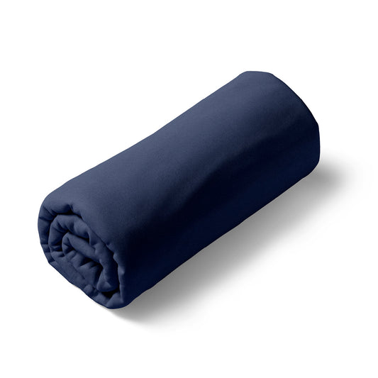 Fitted sheet cotton satin - Uni - Navy blue