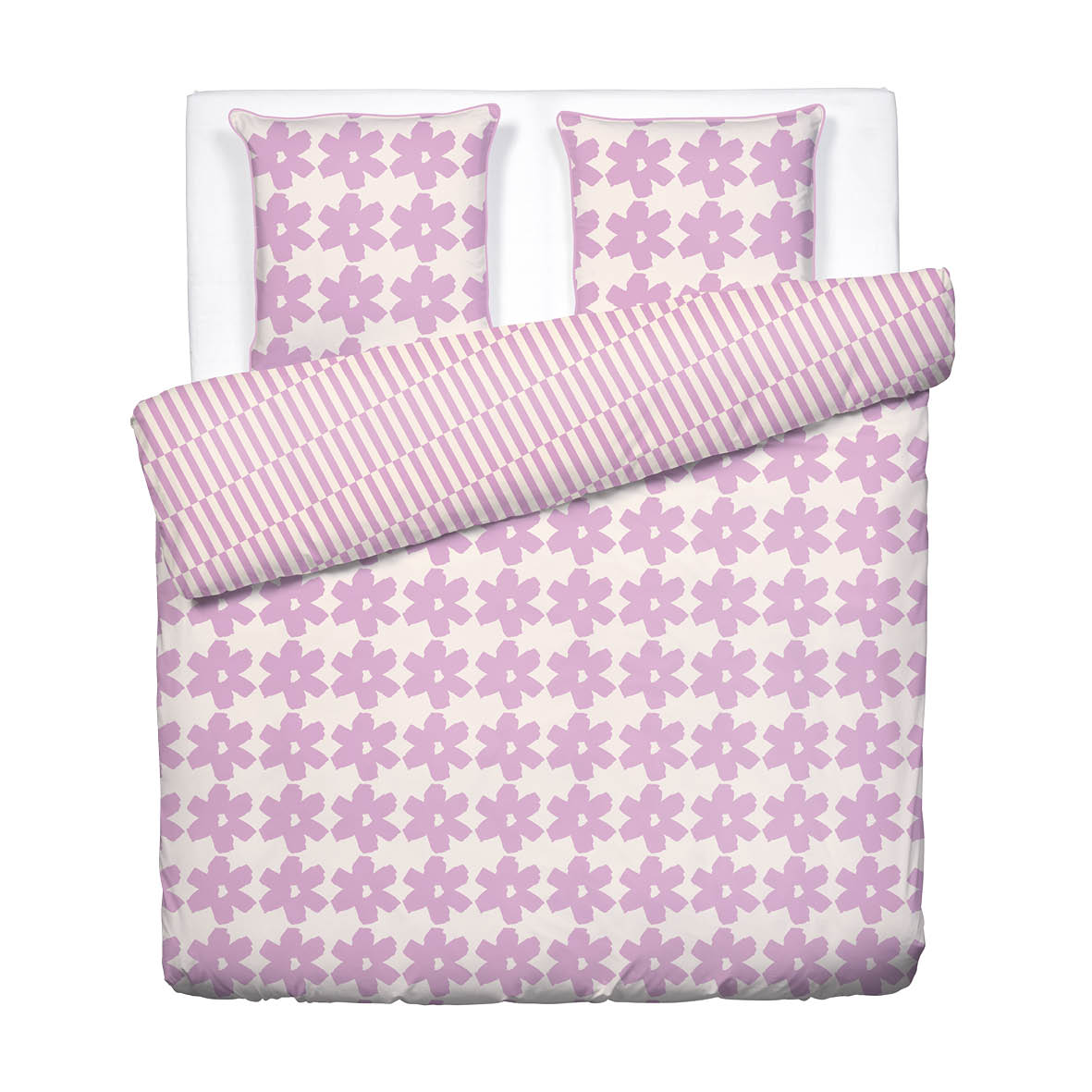 Duvet cover + pillowcase cotton satin - Pervenche - Pink