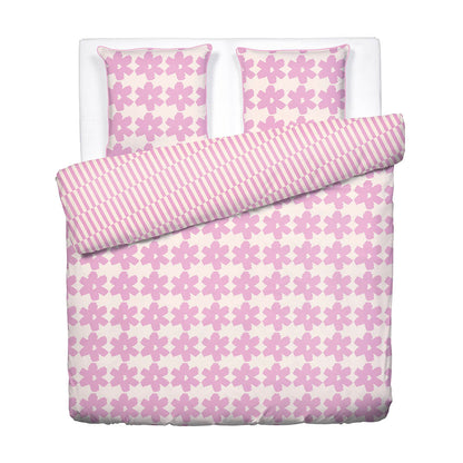 Duvet cover + pillowcase cotton satin - Pervenche - Pink