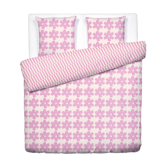 Duvet cover + pillowcase cotton satin - Pervenche - Pink