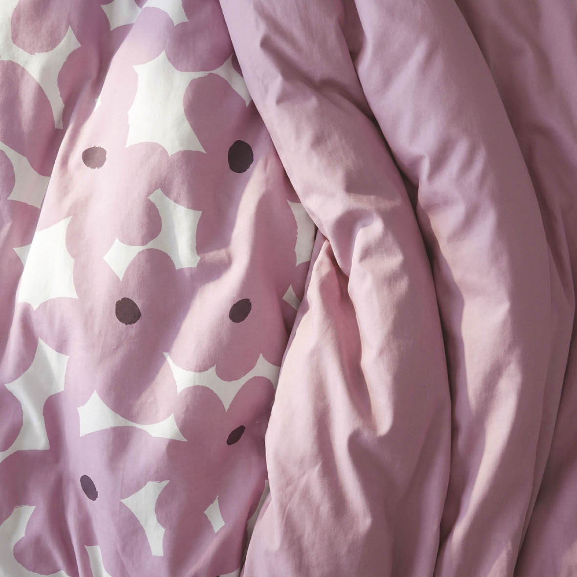 Duvet cover + pillowcase cotton satin - Pulsation florale - Pink