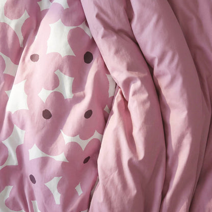 Duvet cover + pillowcase cotton satin - Pulsation florale - Pink