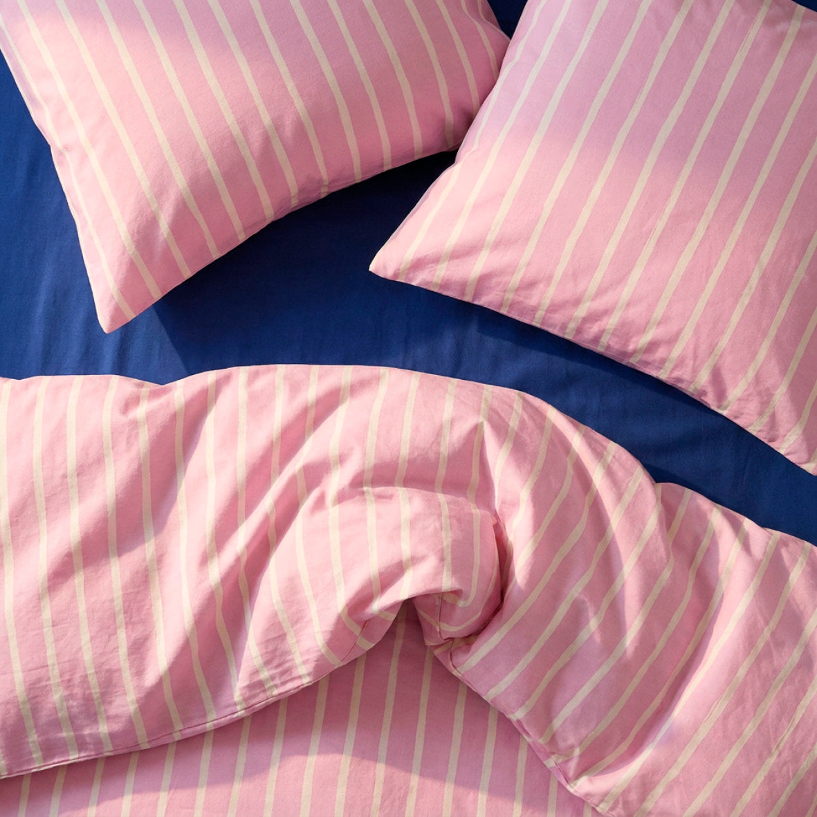 Fitted sheet cotton satin - Uni - Cobalt blue