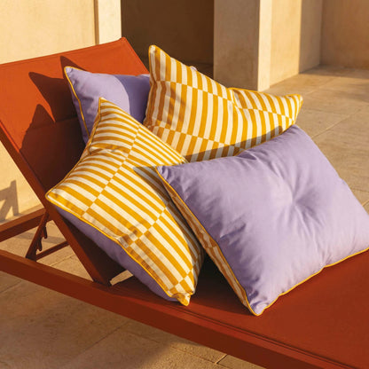 Duvet cover + pillowcase cotton satin - Cadence rayée - Yellow / Lavender