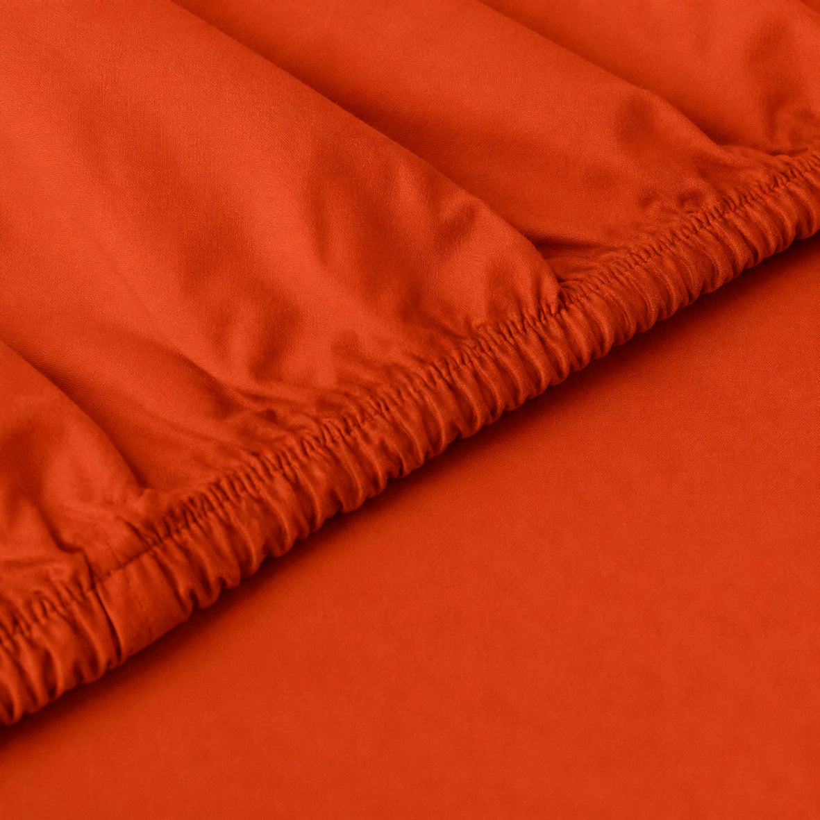 Fitted sheet cotton satin - Uni - Spicy pumpkin