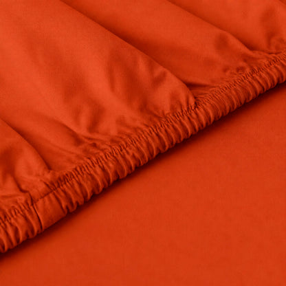 Fitted sheet cotton satin - Uni - Spicy pumpkin