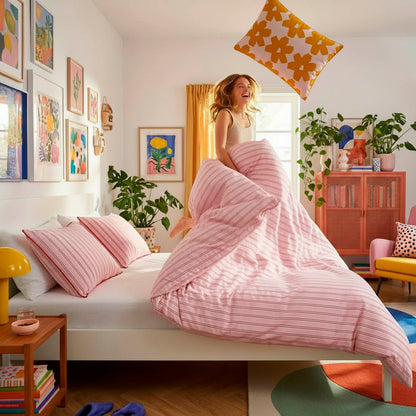 Duvet cover + pillowcase cotton satin - Silva - Pink / Red