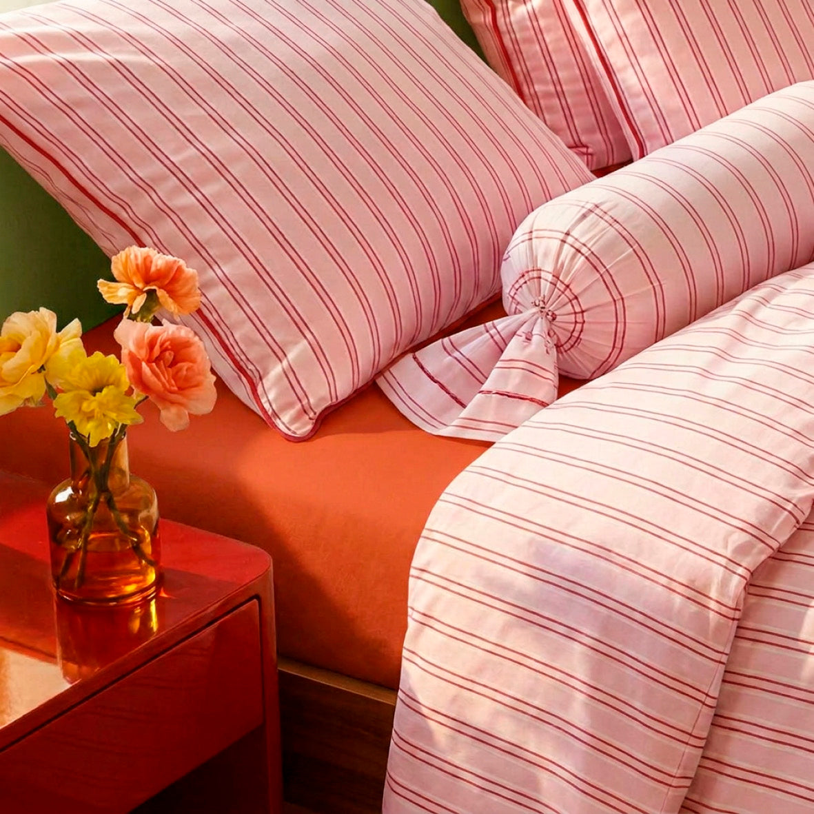 Fitted sheet cotton satin - Uni - Spicy pumpkin