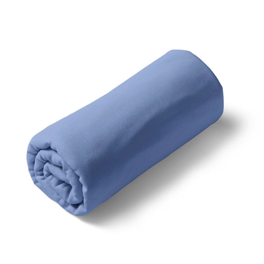 Fitted sheet cotton satin - Uni - Hydrangea blue
