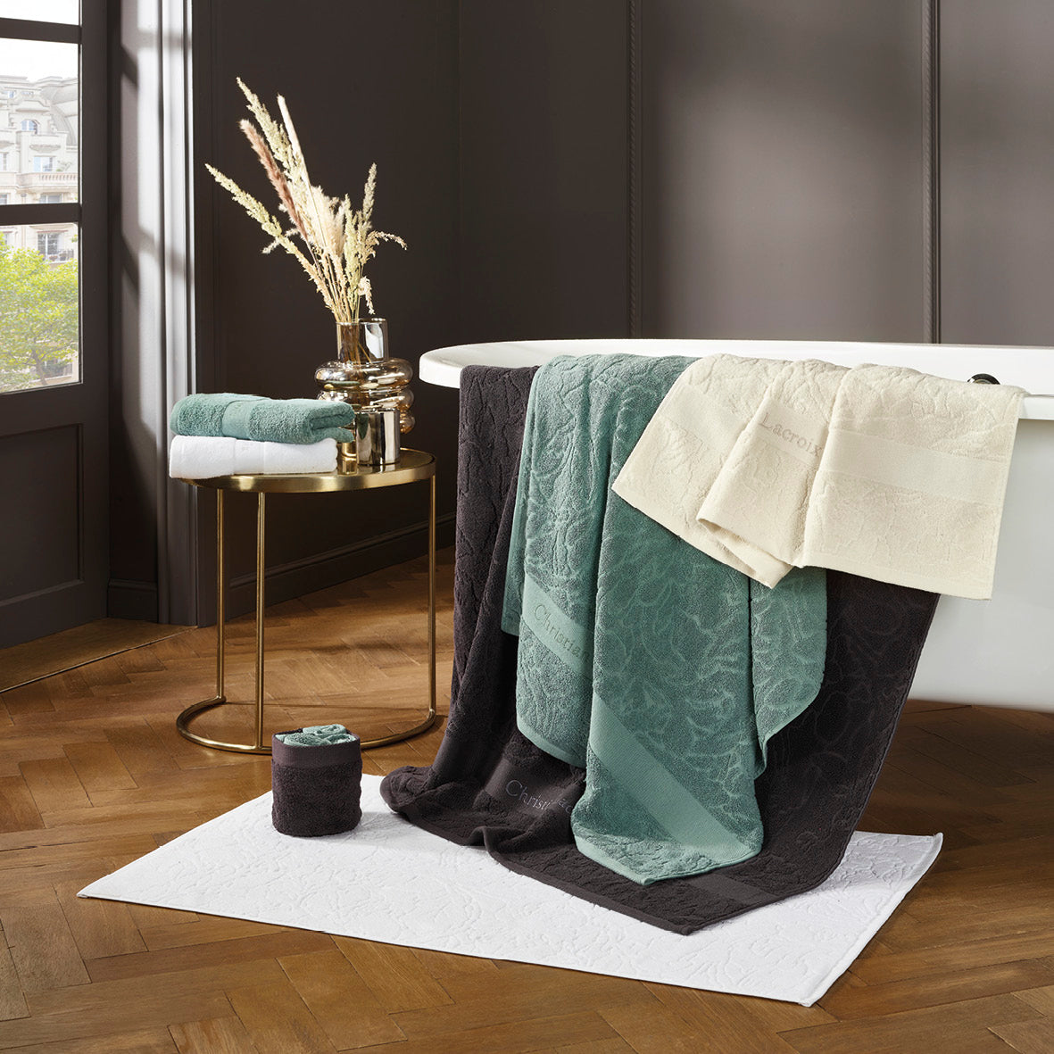 Giftset Bath Elegance Roses - Green - 70 x 140 cm + 100 gr