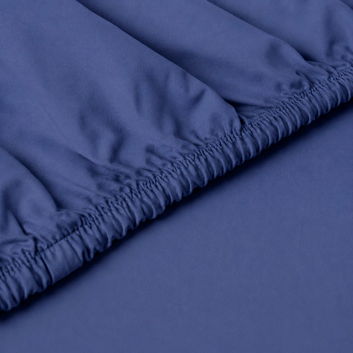Fitted sheet cotton satin - Uni - Cobalt blue