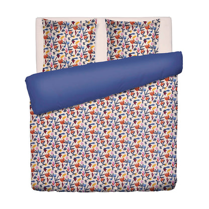 Duvet cover + pillowcase cotton satin - Chorégraphie sauvage - Multicolor / Cobalt blue