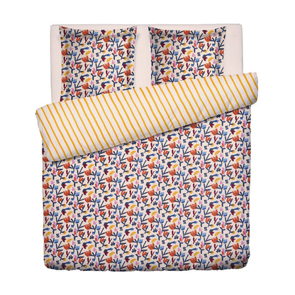 Duvet cover + pillowcase cotton satin - Choréographie sauvage - Multicolor