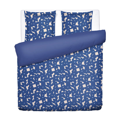Duvet cover + pillowcase cotton satin - Pulsation florale - Blue