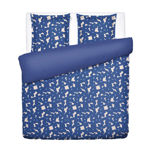 Duvet cover + pillowcase cotton satin - Pulsation florale - Blue