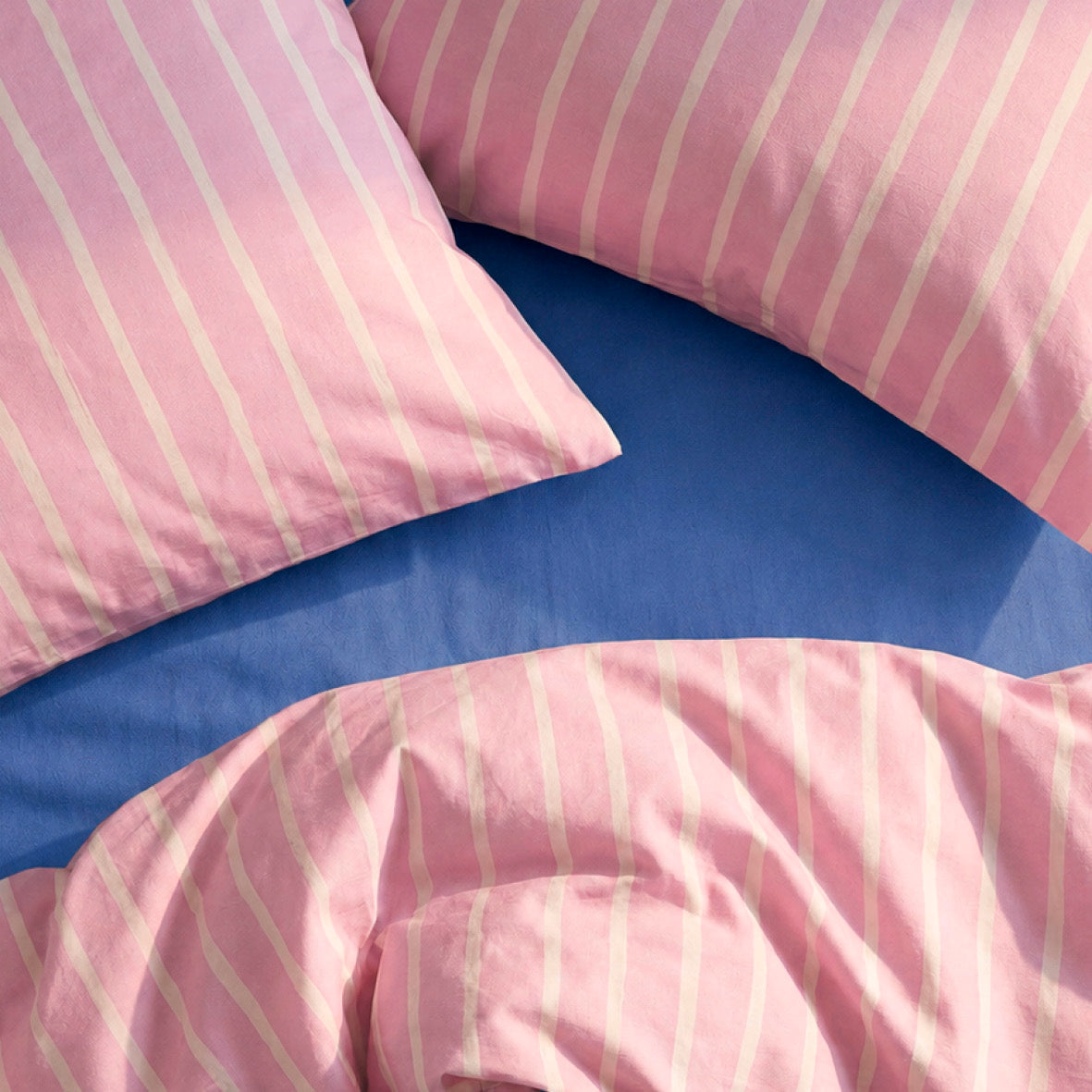 Fitted sheet cotton satin - Uni - Hydrangea blue
