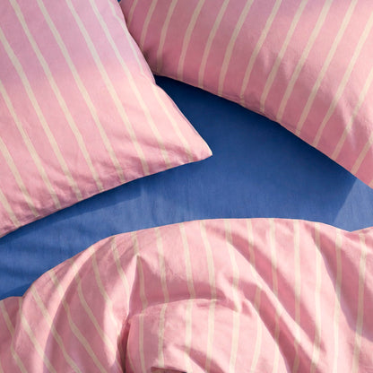 Fitted sheet cotton satin - Uni - Hydrangea blue