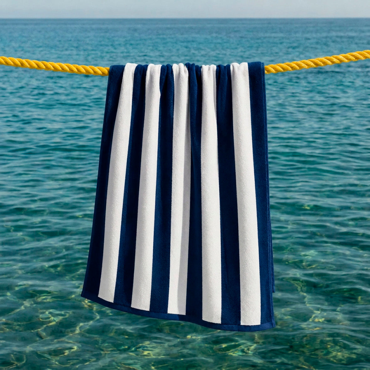 Beach towel cotton velvet - Eron - Dark blue