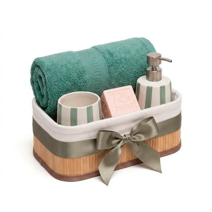 Giftset Bath Elegance Roses - Green - 70 x 140 cm + 100 gr