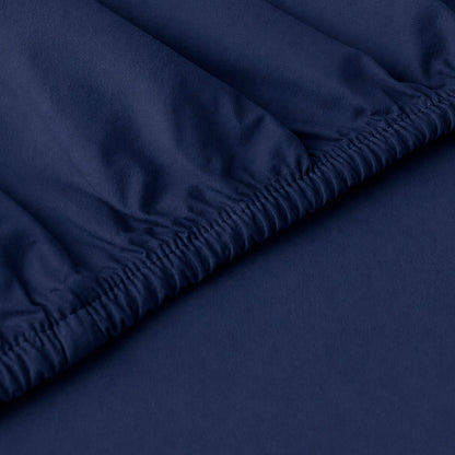 Fitted sheet cotton satin - Uni - Navy blue