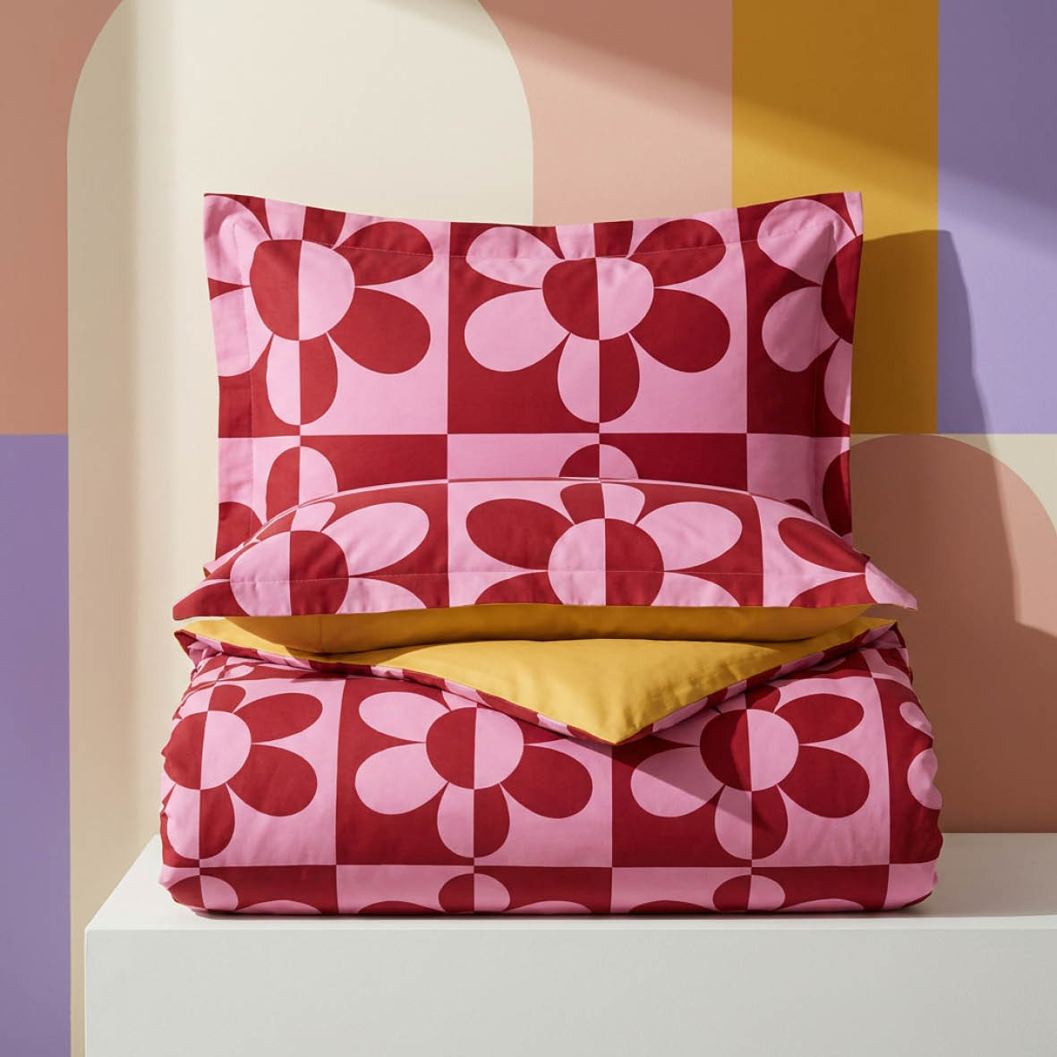 Duvet cover + pillowcase cotton satin - Cadence rayée - Blue