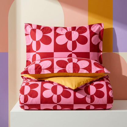 Duvet cover + pillowcase cotton satin - Cadence rayée - Blue