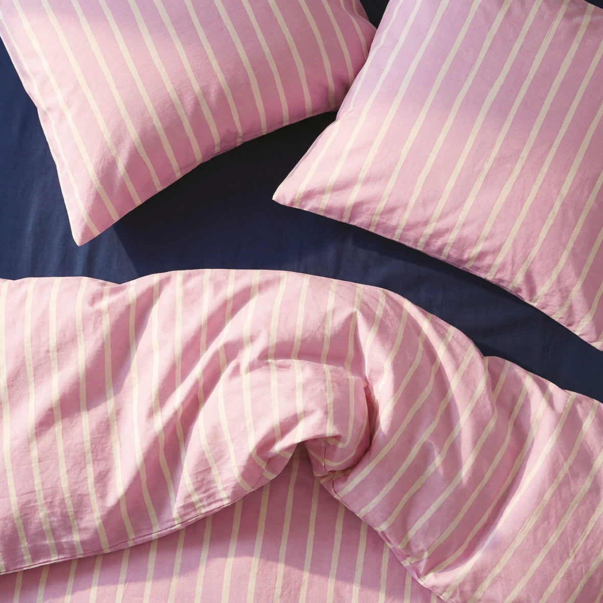 Fitted sheet cotton satin - Uni - Navy blue