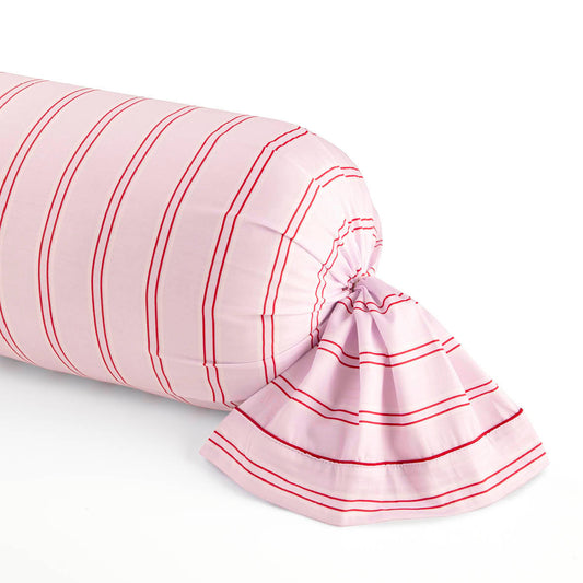 Bolster case cotton satin - Silva - Pink / Red