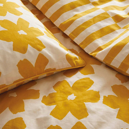 Duvet cover + pillowcase cotton satin - Pervenche - Yellow