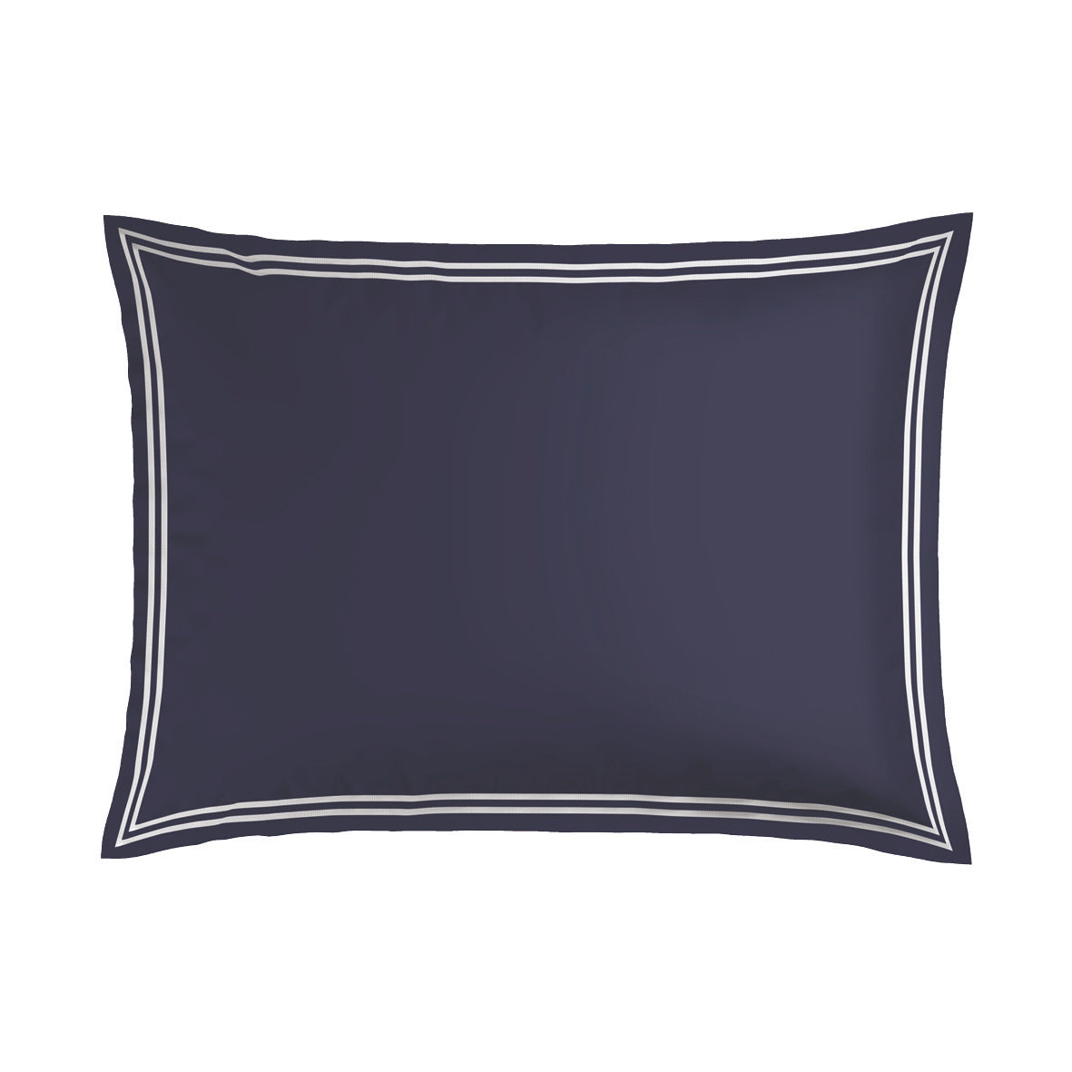 Taie(s) d'oreiller satin de coton - Annecy Blanc / Bleu fonce