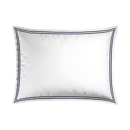 Taie(s) d'oreiller satin de coton - Annecy Bleu fonce / Blanc