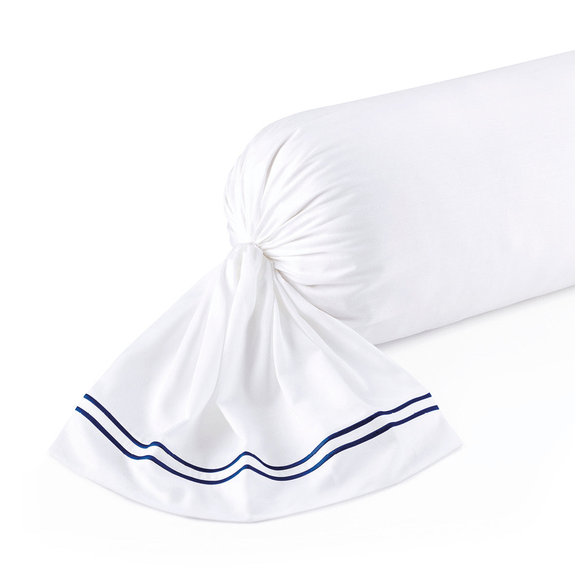 Taie(s) d'oreiller satin de coton - Annecy Bleu fonce / Blanc