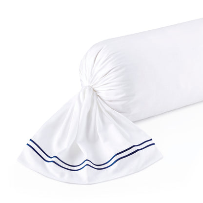 Taie(s) d'oreiller satin de coton - Annecy Bleu fonce / Blanc