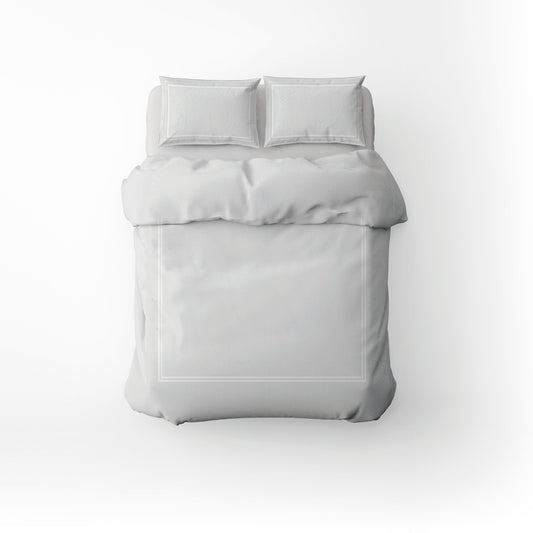 Housse de couette + taie d'oreiller satin de coton - Annecy Blanc / Blanc