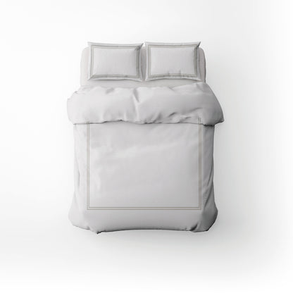 Duvet cover + pillowcase cotton satin  - Annecy Taupe / White