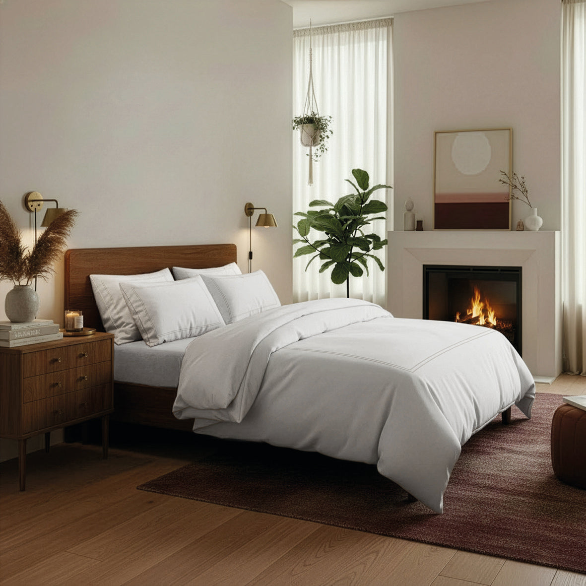 Pillowcase(s) cotton satin  - Annecy Taupe / White